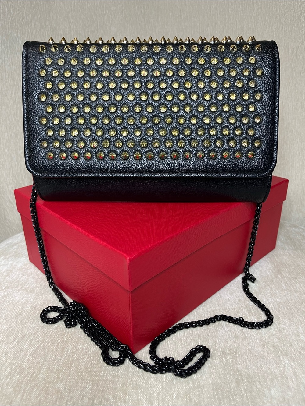 Black Studded Chain Crossbody Bag